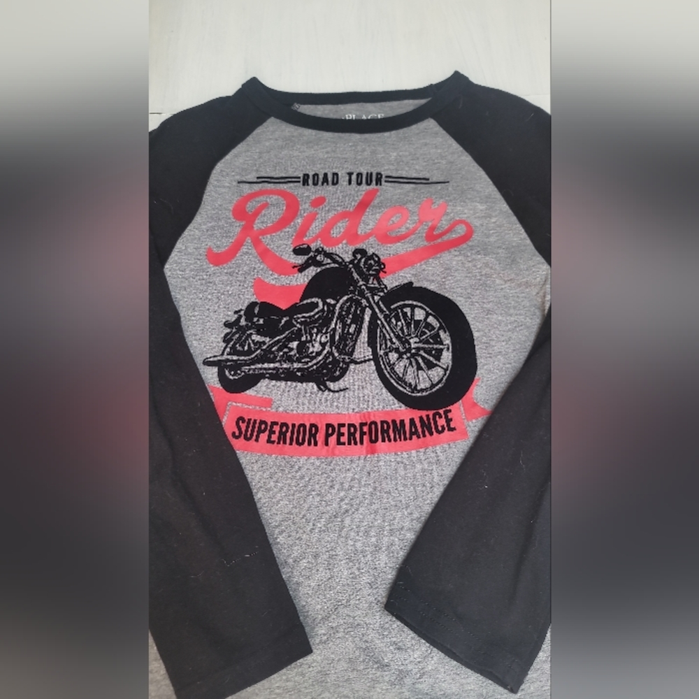 Big Boys Size 7/8 Motorcycle Print Long Sleeve Shirt